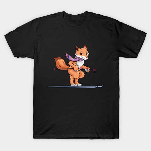 Beautiful fox as a skier T-Shirt by Markus Schnabel